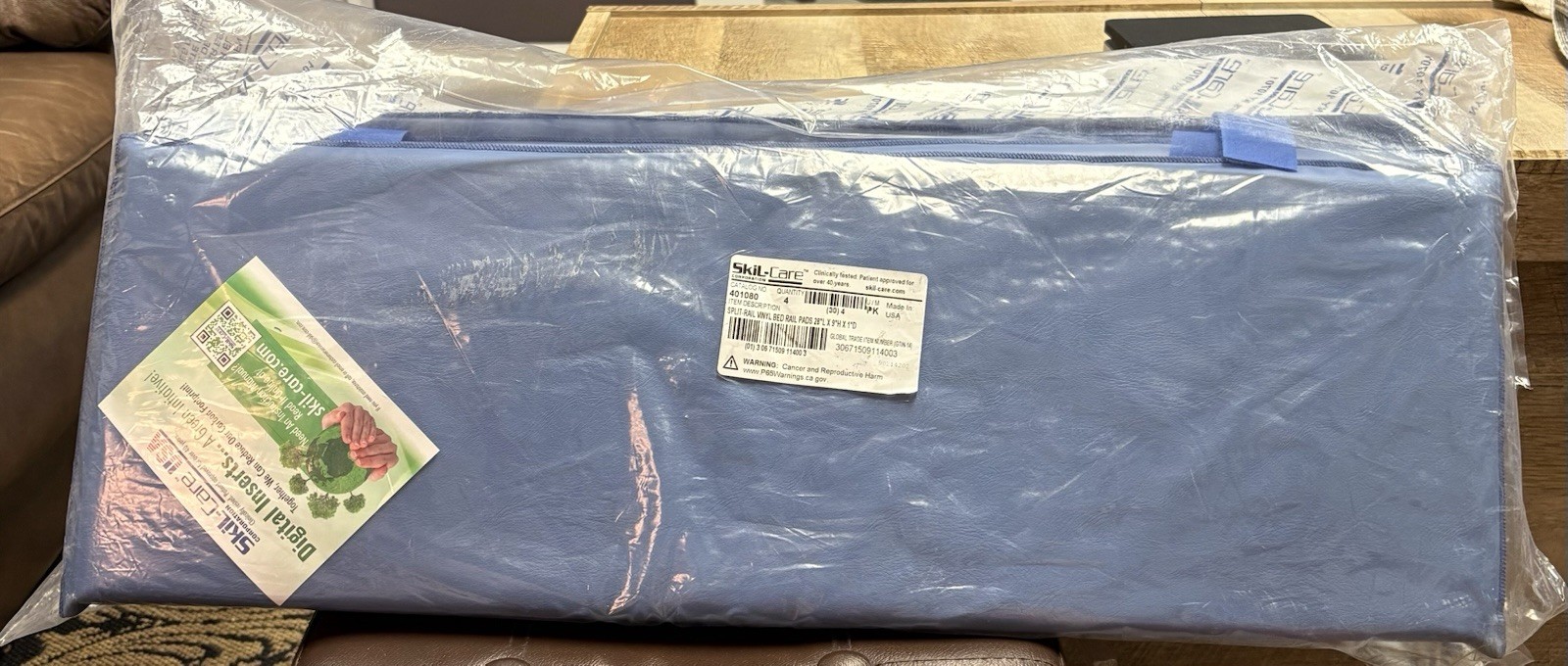 SkiL-Care Split-Rail Vinyl Bed Rail Pads 28”x9”x1” 4 Pack Cat # 401080 New