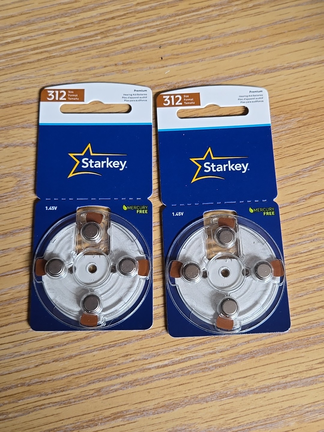 STARKEY 2 Packs of 4, 1.45V Hearing Aid Batteries Size 312, Exp: March 2027