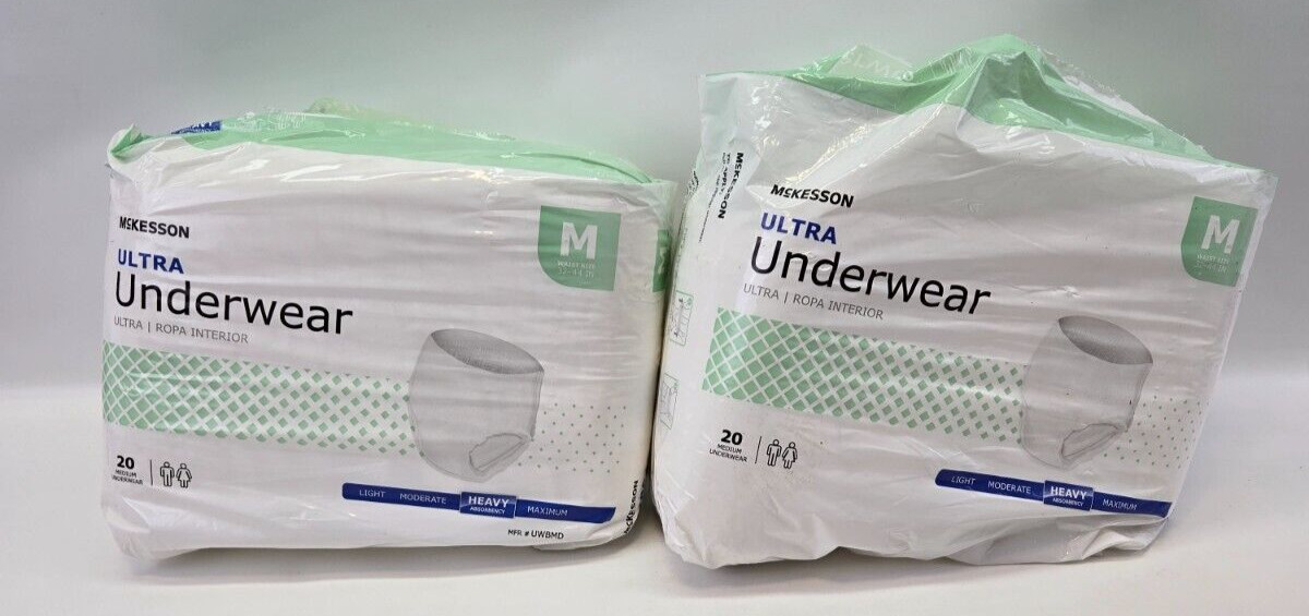 2 Pack McKesson Ultra Heavy Absorbency Adult Disposable Brief Diapers M OPEN PKG