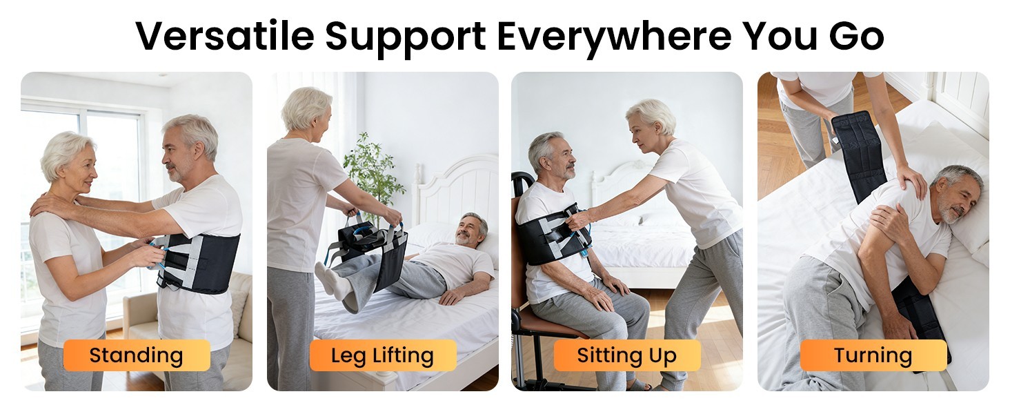 Transfer Sling Gait Belt Padded Handles Non-Slip 330lb Patient Lift Assist