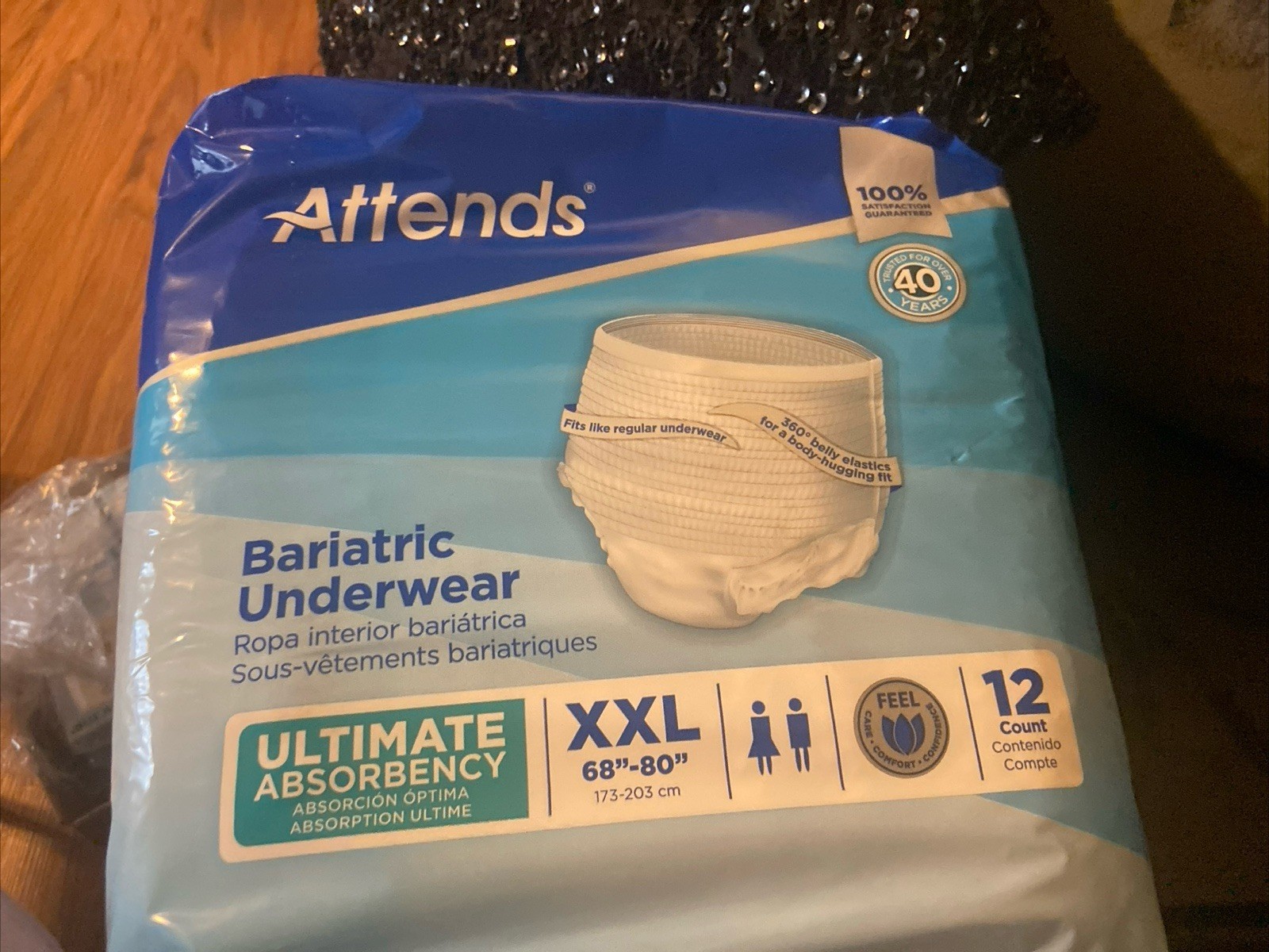 Attends Bariatric Adult Disposable Underwear XXL Super Absorbent 48 Ct(4 Pks )