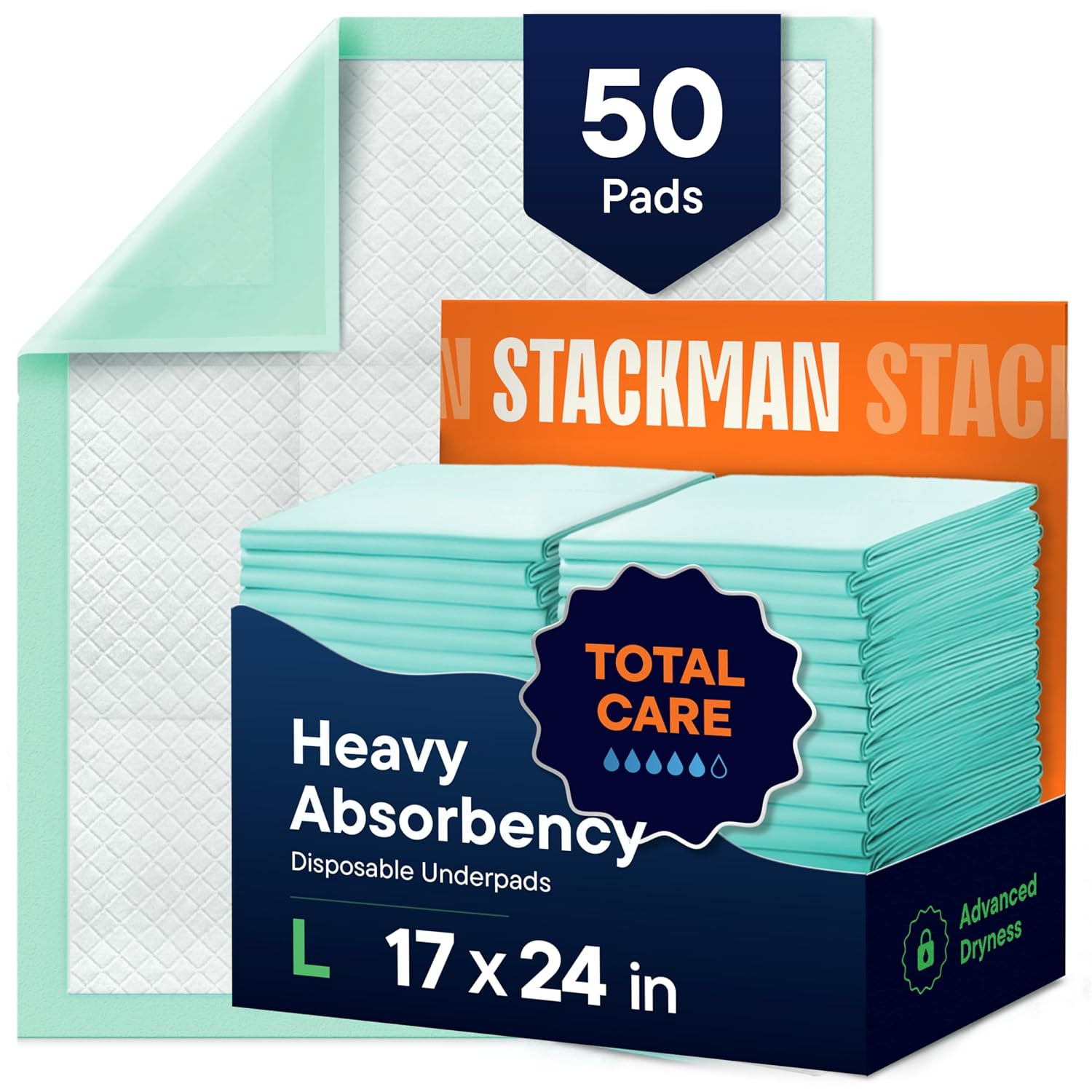 Disposable Incontinence Pads 50 Pk Underpads 23X36 Absorbent Fluff Protective
