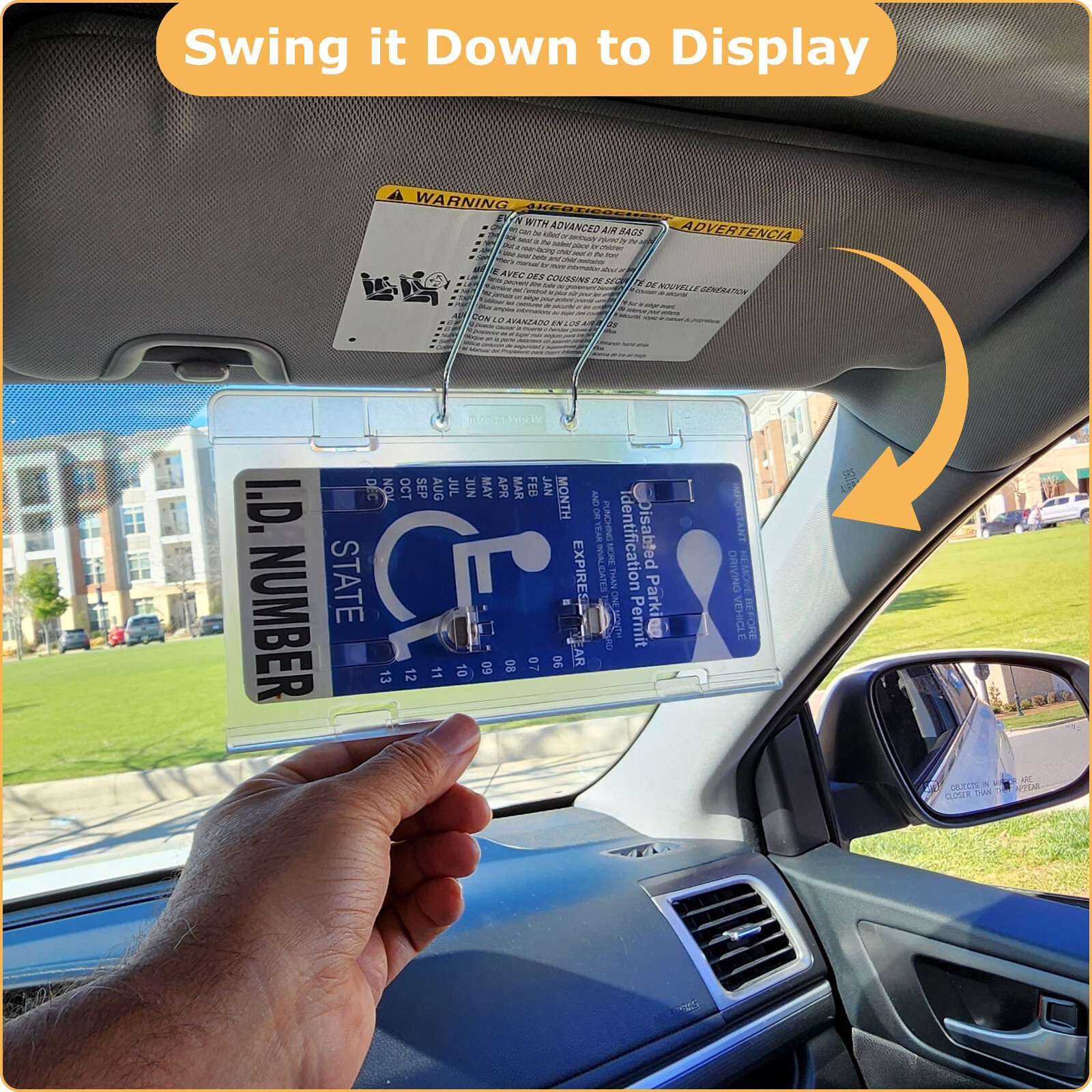 Visortag® Horizontal – Best Handicap Placard Holder & Protector- Easy ON & OFF