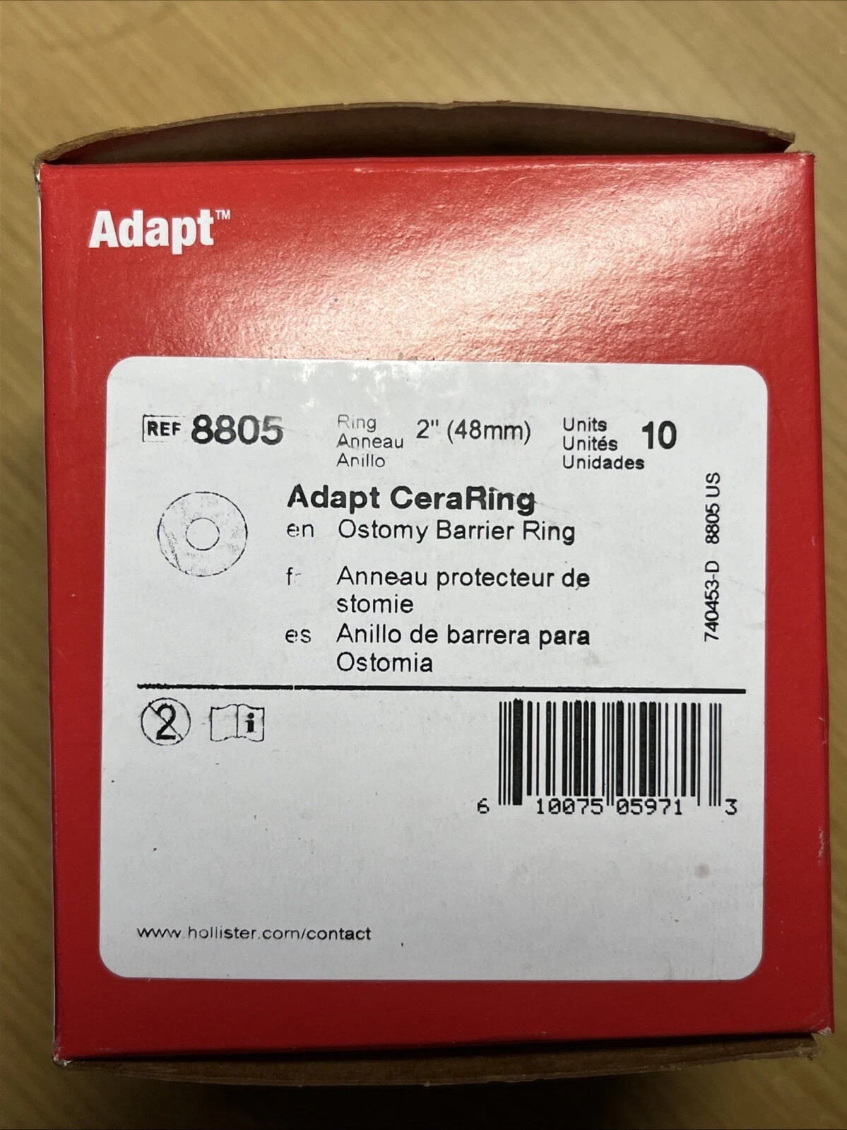 Hollister 8805 Adapt CeraRing Ostomy Barrier Rings 2″ 48mm Box of 10