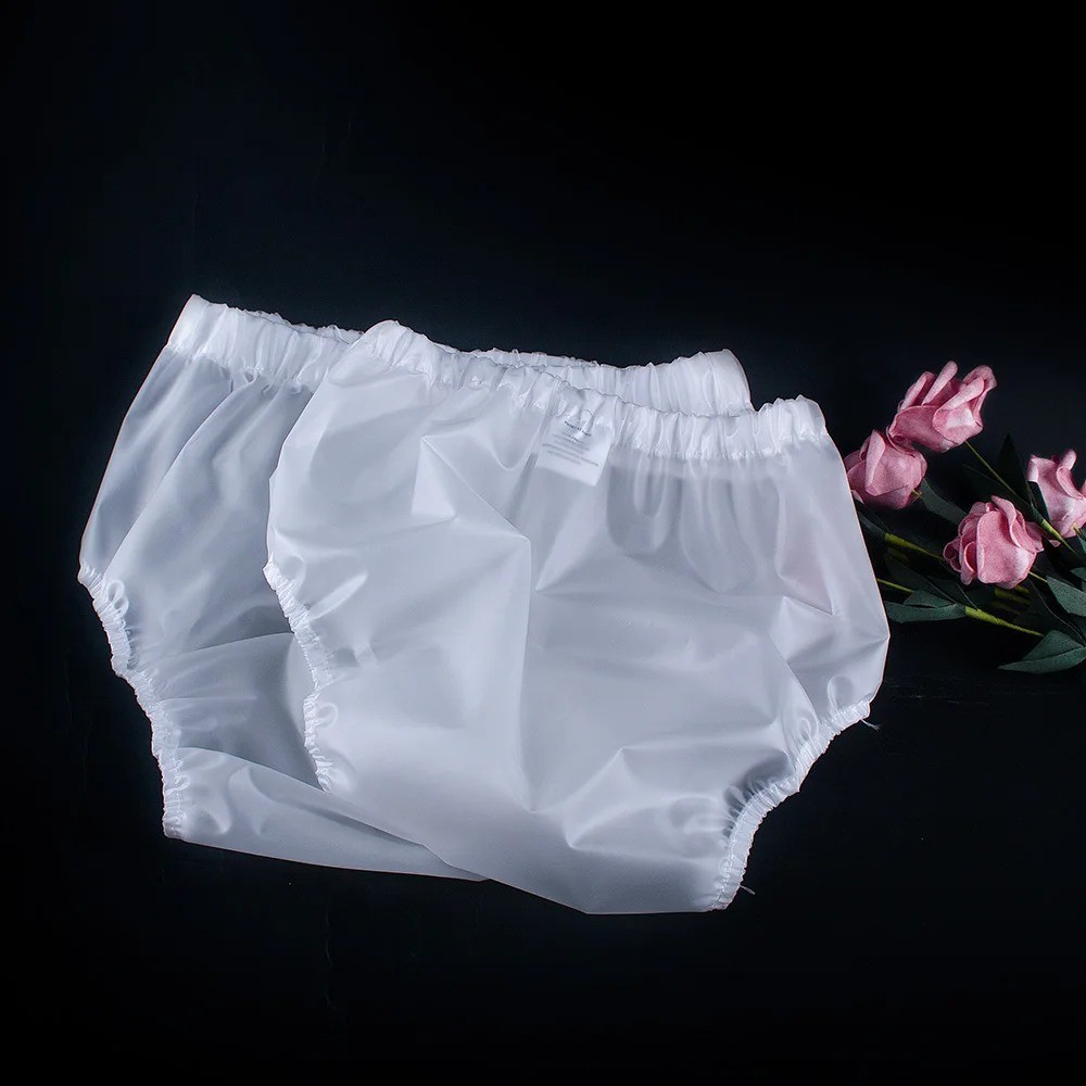 2PCS Clear Adult Waterproof TPU Incontinence Pants Reusable Plastic Diaper Cover