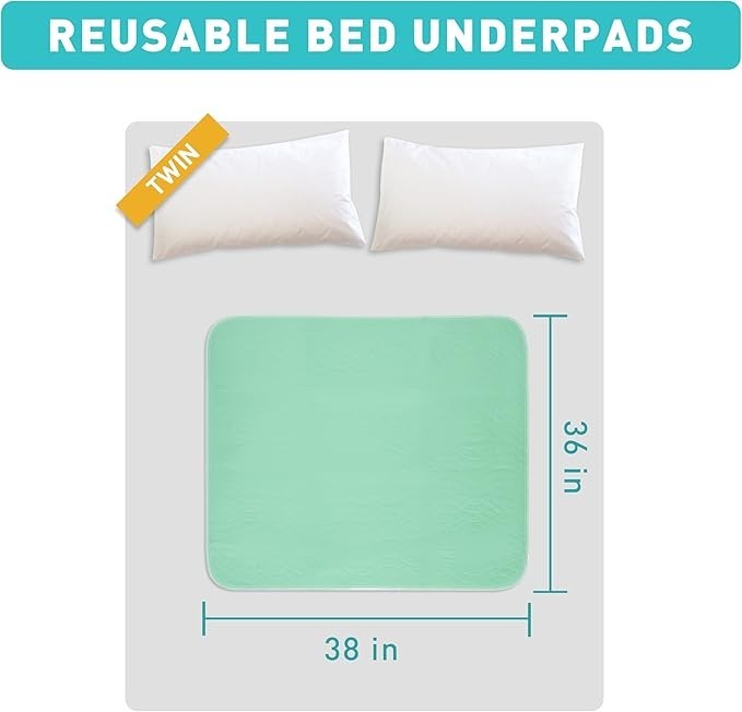 Washable Underpads 36″ x 38″ 4 Pack – Heavy Absorbency Reusable Bedwetting In…