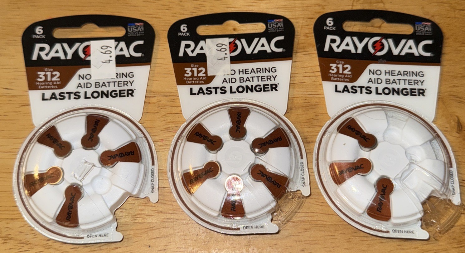 Rayovac Hearing Aid Batteries Size 312 Total Of 14 Partial Packs New In Package
