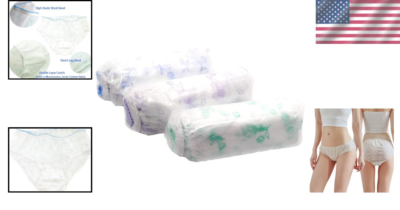 15/30pcs Disposable Floral Bikini Briefs – Hygienic Travel Underwear for Women