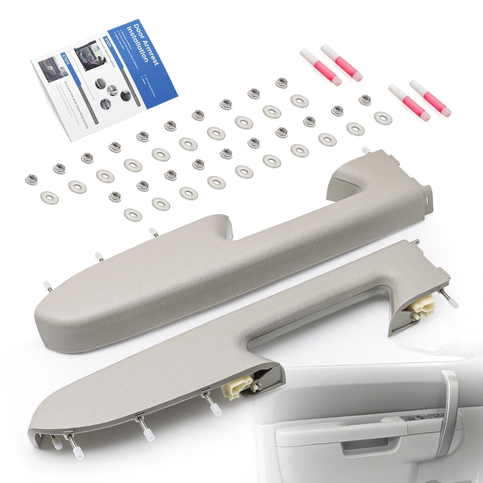 Gray Armrest Repair Kit for Front Left & Right Seats – Easy Installation, Durabl