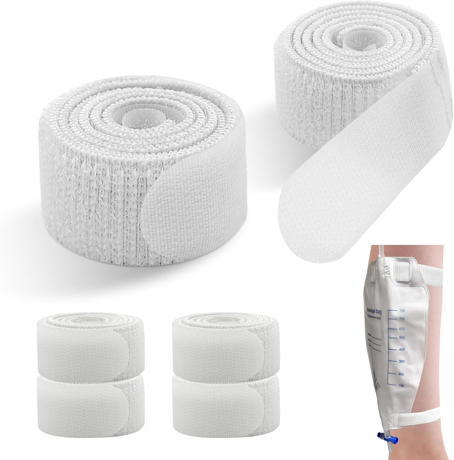4 Packs Leg Bag Straps(Blue), Urine Drainage Bag Strap Catheter Leg Bag Straps w