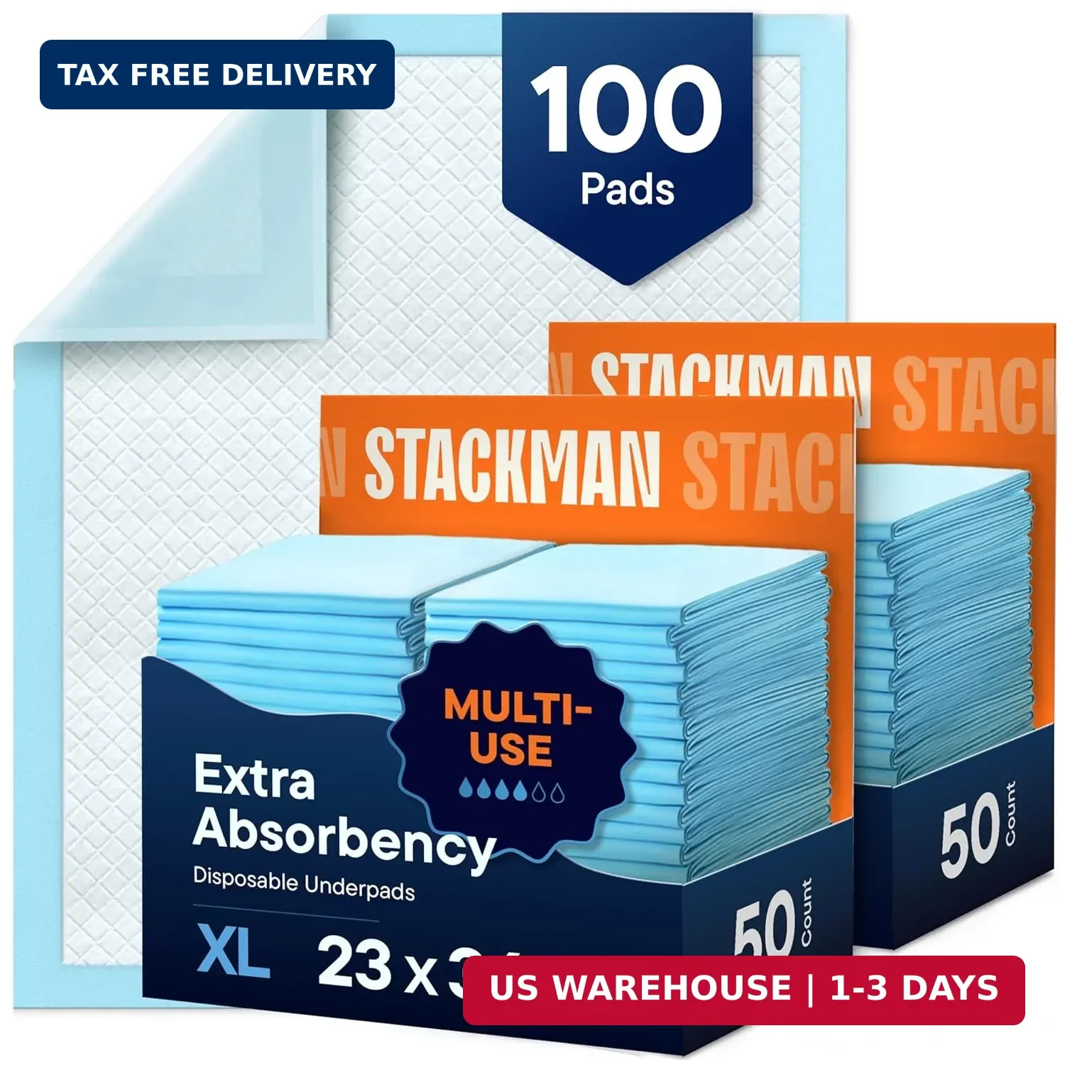 Chucks Pads Disposable [100-Pack] Adult Incontinence Underpads 23″x36″ Large Sup