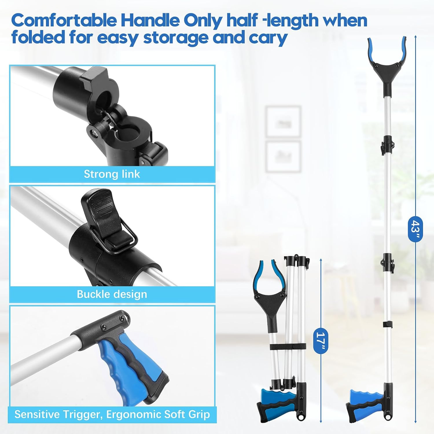 43 Inch Grabber Reacher Tool, Grabbers for Seniors Heavy Duty, Trash Picker