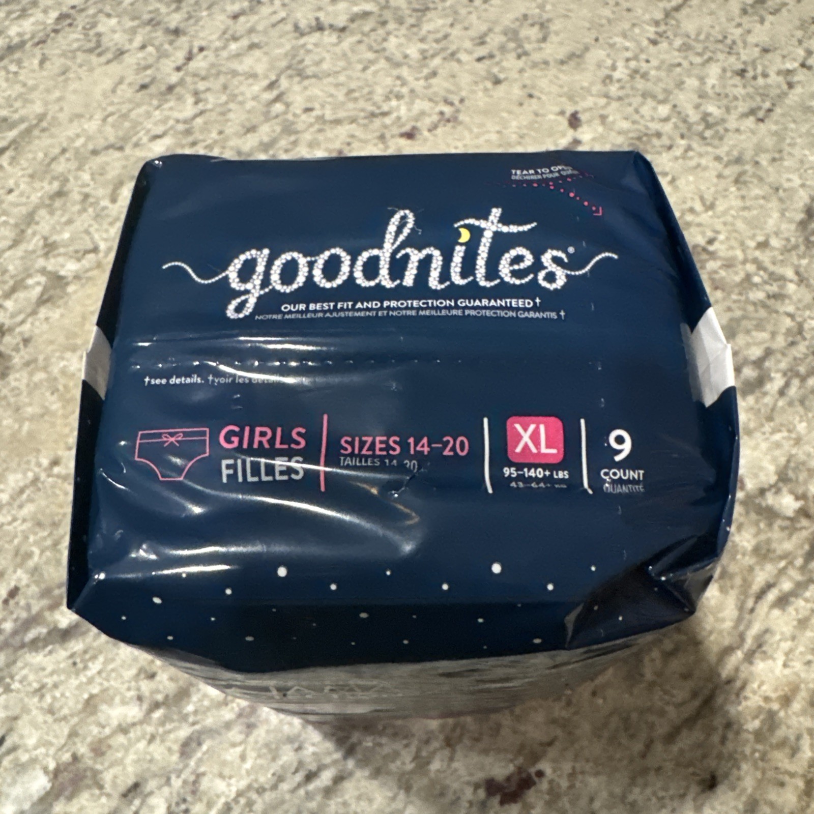 Goodnites Girls’ Nighttime Bedwetting Underwear, Size Extra Large, 1 pack of 9