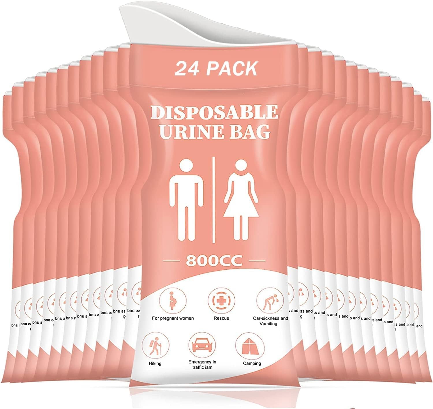 24 Pack 800ml Disposable Urine Bags Portable Travel Vomit Urinal Unisex