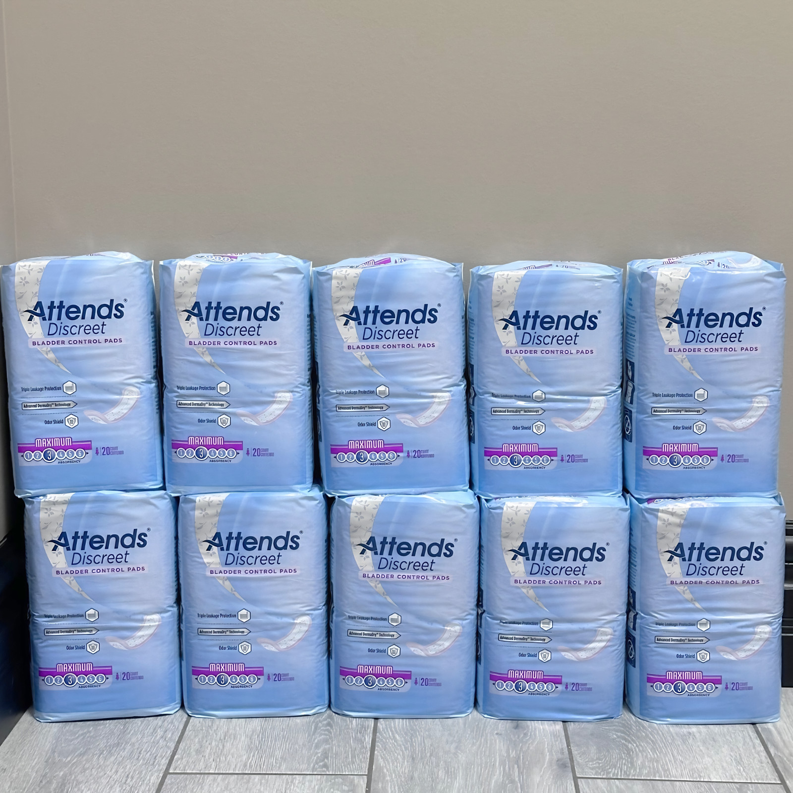 Attends ADPMAX Discreet Bladder Control Pads Maximum 200CT (10 Packs of 20)