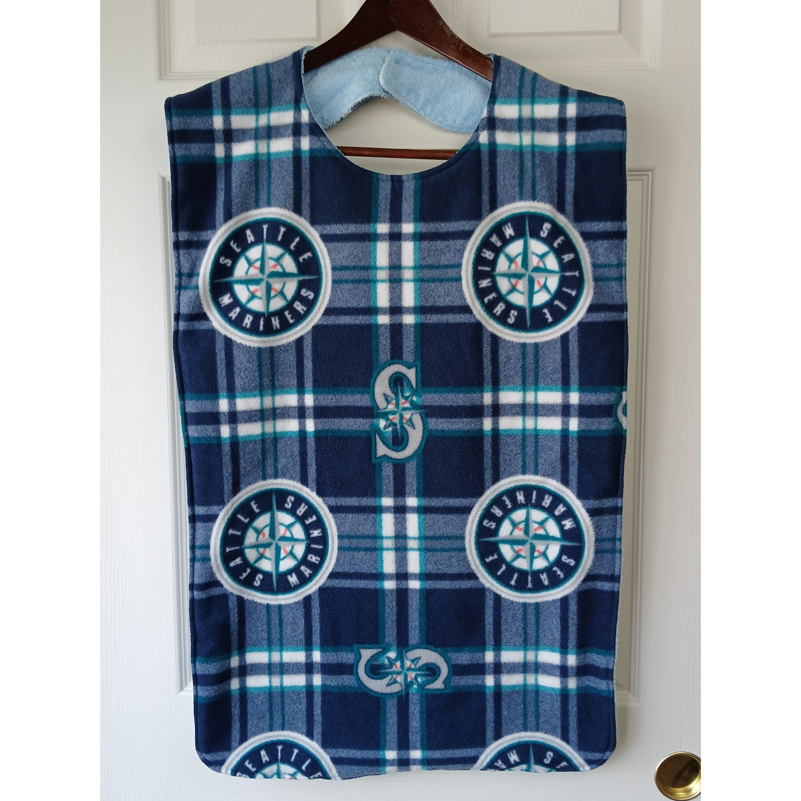 Handmade Adult Bib flannel terry cloth single patch hook-loop closure 34″x19.5″