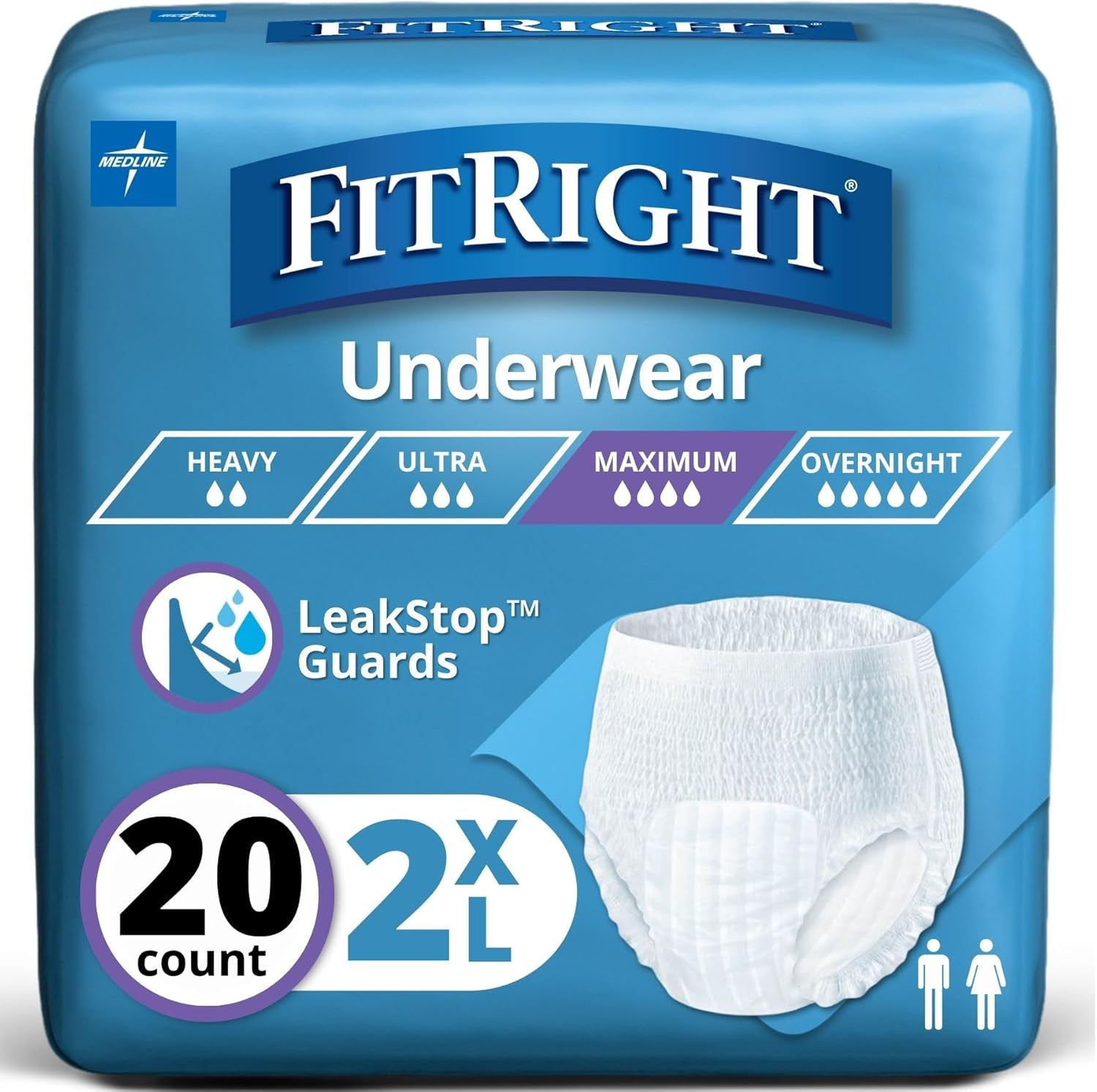 Fitright Adult Incontinence Underwear, Heavy Absorbency, Xx-Large, 68-80 (20 …