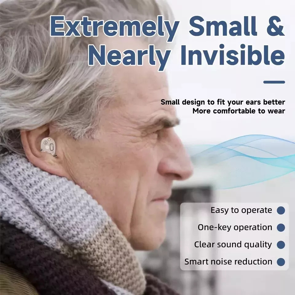 1 Pair Rechargeable CIC Noise Reduction Hearing Aids For Seniors & Adults