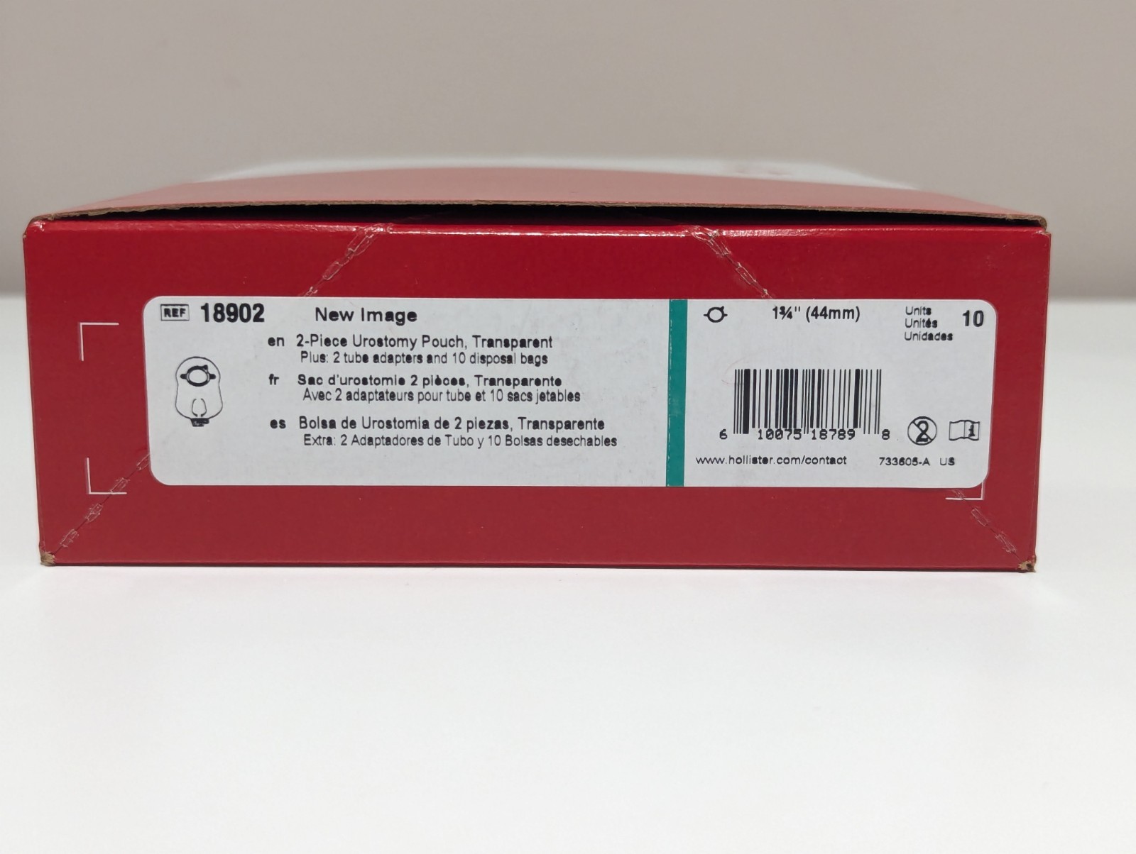 Hollister 18902 New Image 2-Pc Urostomy Pouches 1-3/4” Flange 10/Box