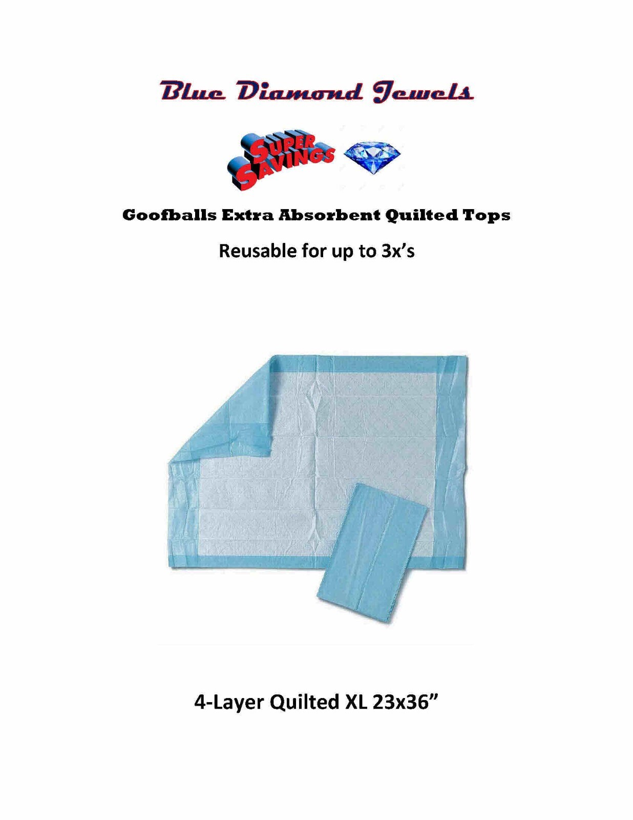 450-XL 23×36″ Quilted Top 4-ply EXTRA ABSORB Adult Incontinence Pads 46gr