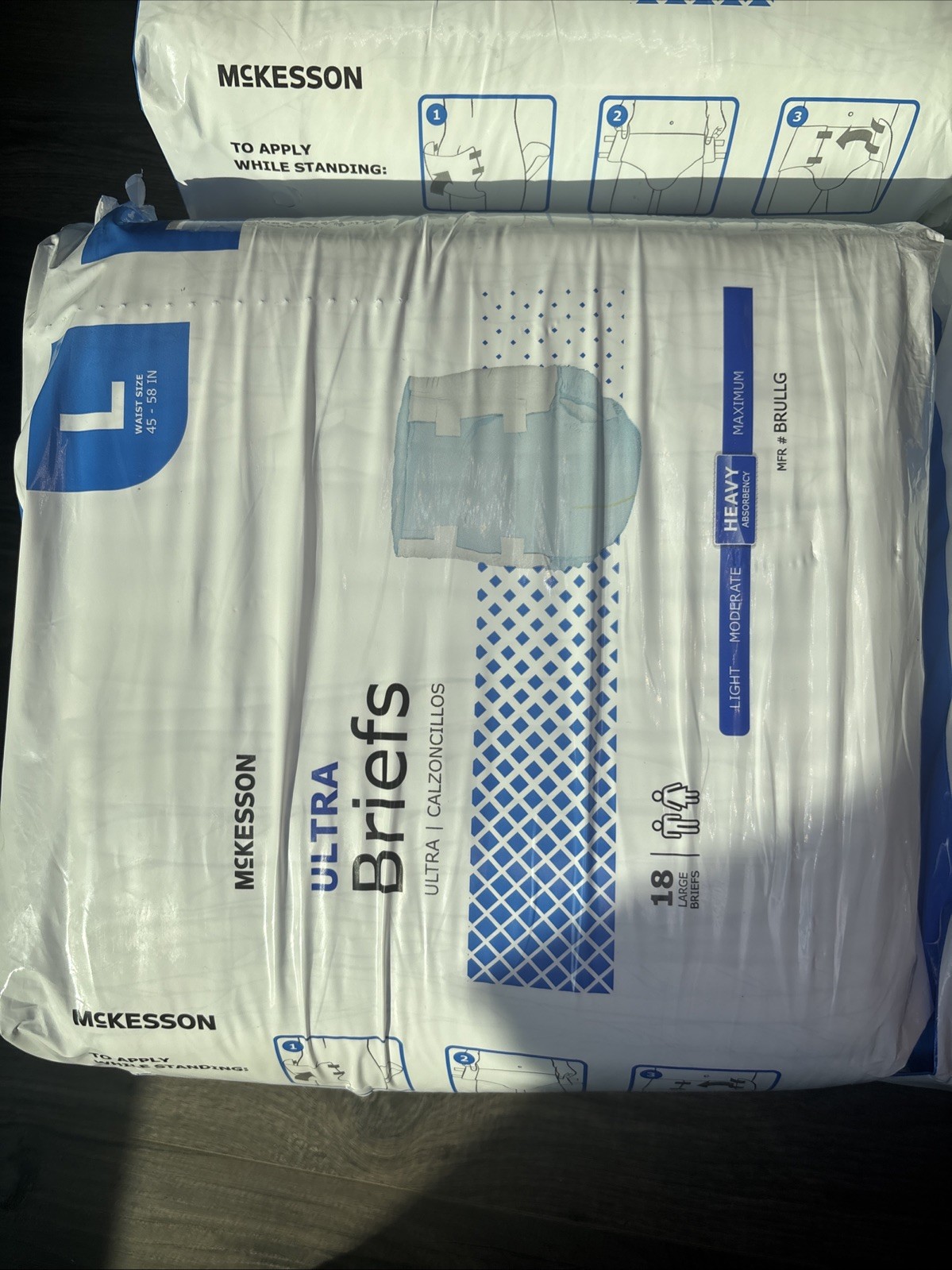 McKesson Ultra Adult Briefs Large 45-58” Heavy Absorbency 18 Count Sealed