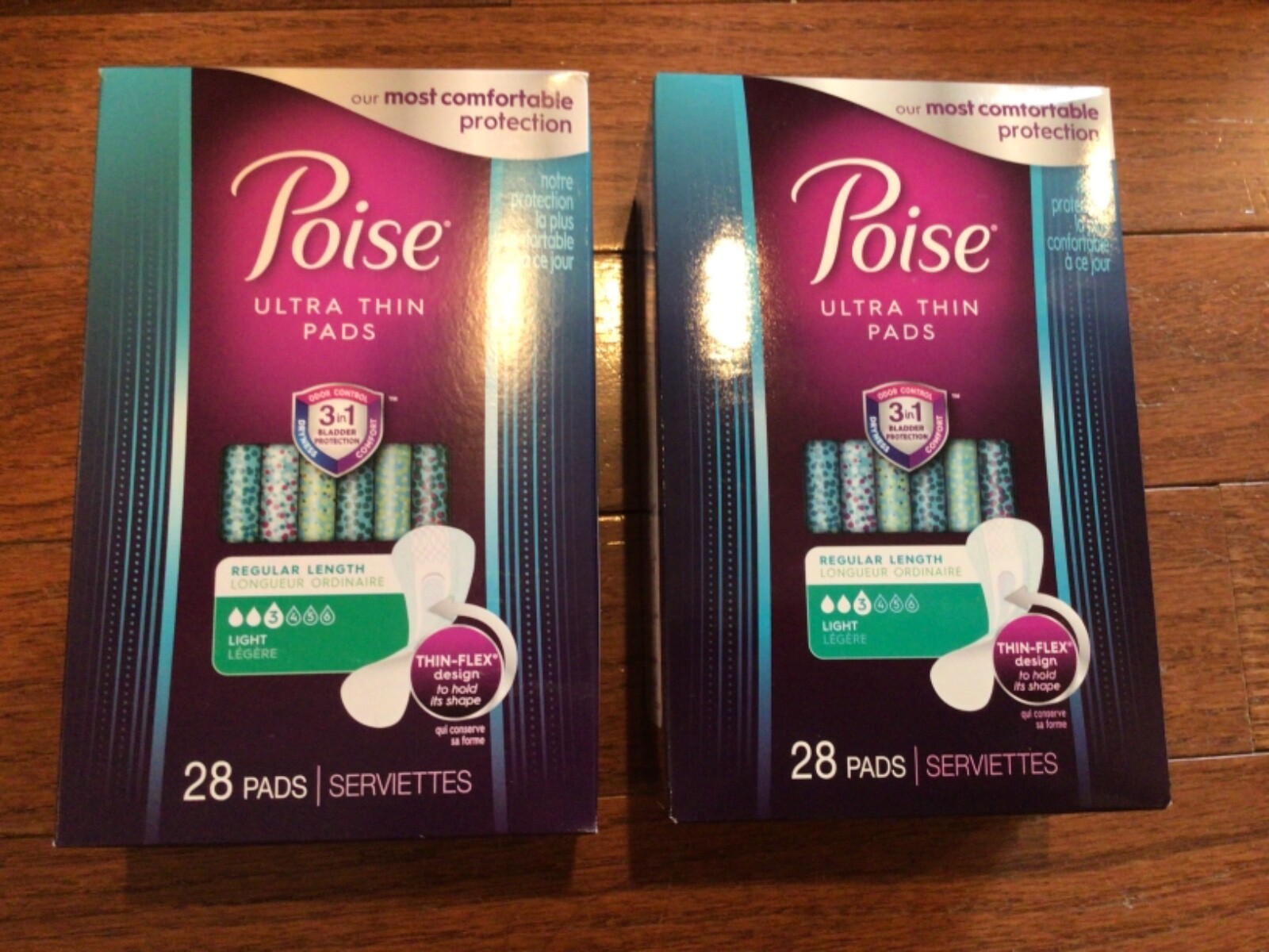 (2) POISE Ultra Thin Pads – Regular Length Light 28 Pads each