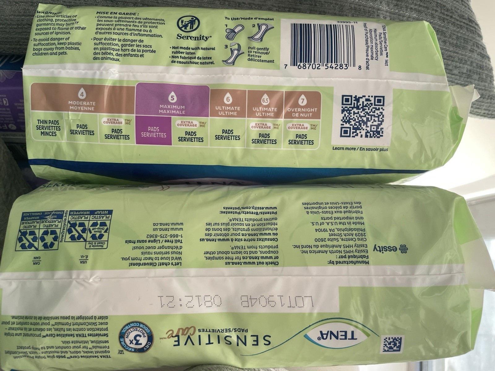 Tena Sensitive Care Ultimate Pads for Women Level 5 Maximum 14 Per Pack Lot Of 2
