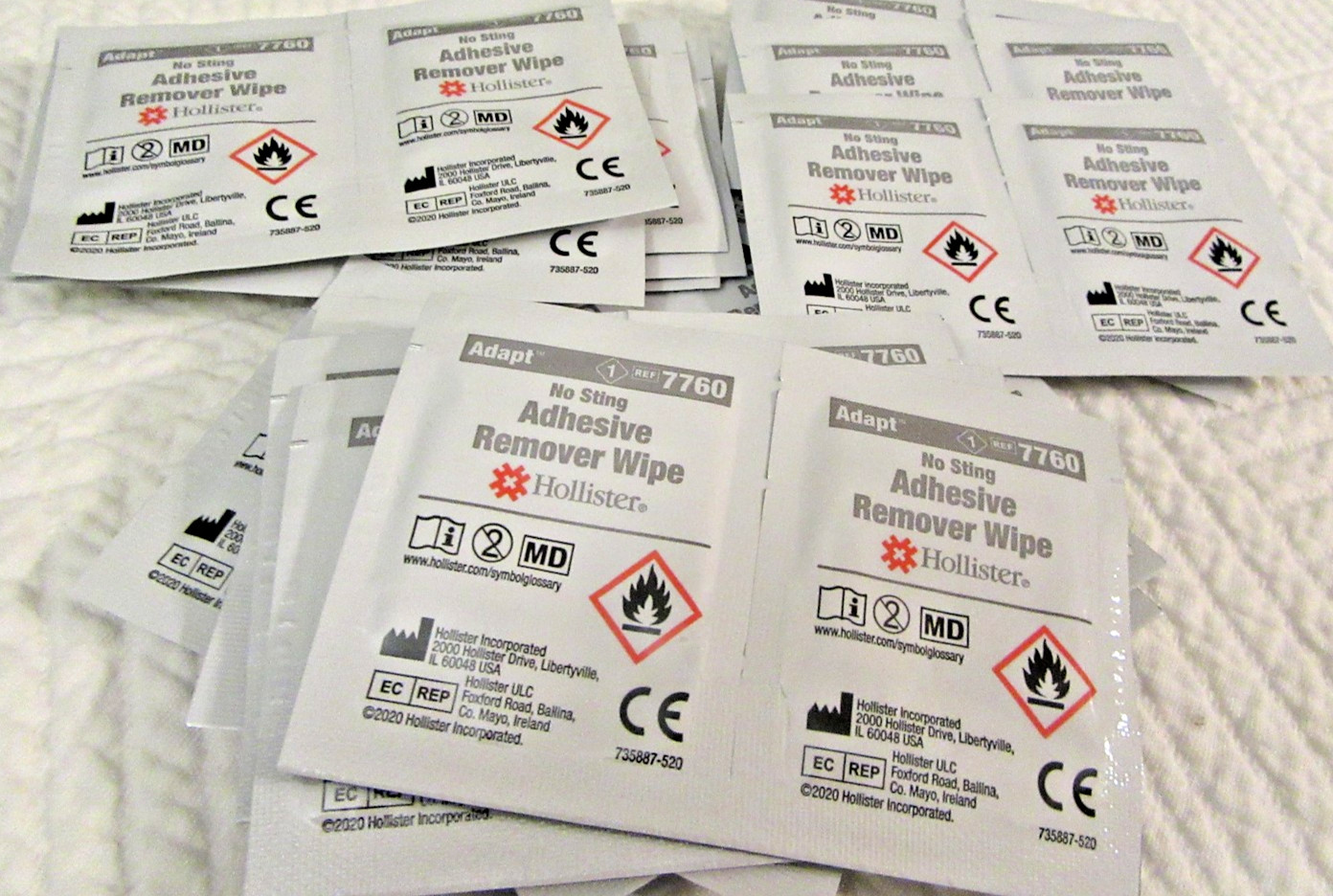 50+-Ostomy Supplies Adhesive Remover Wipes No Sting Hollister/Adapt ~ Item #7760