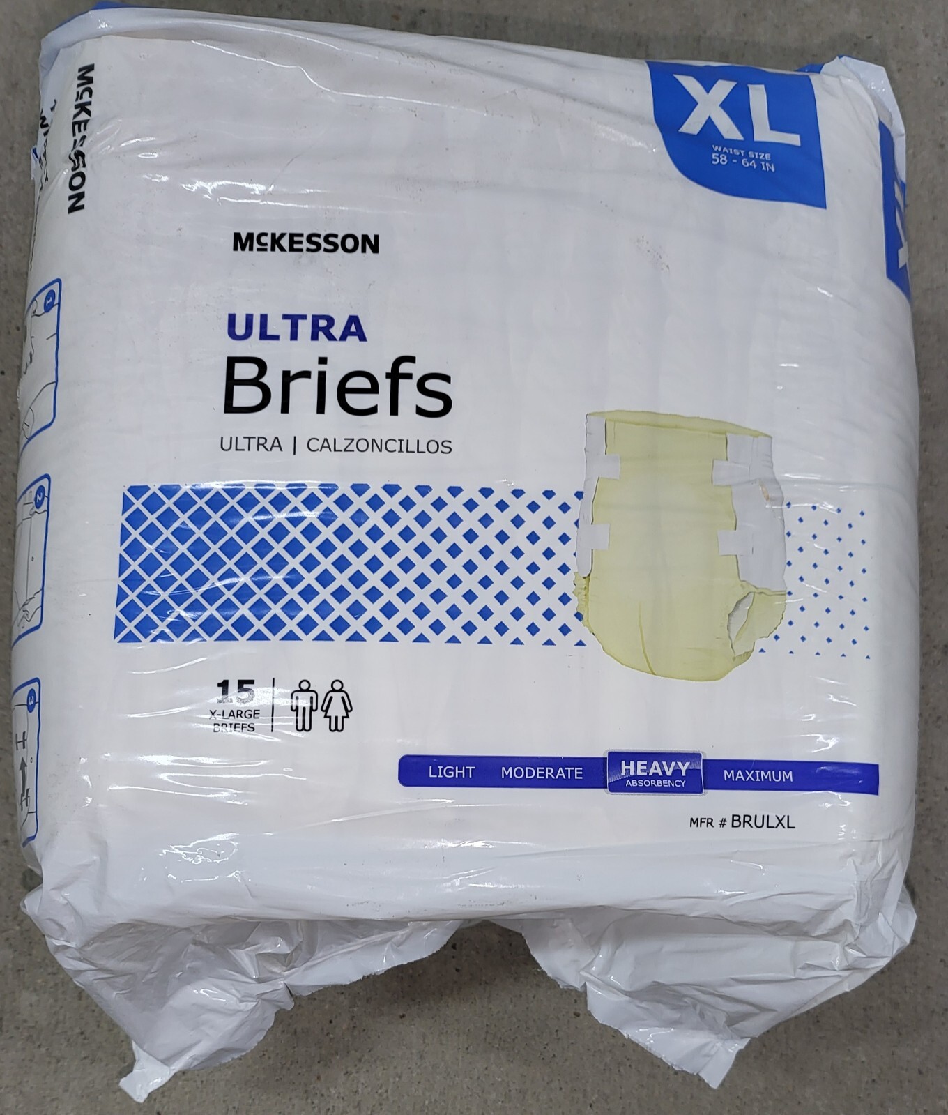 15 McKesson Ultra Heavy Absorbency Adult Disposable Brief Diapers XL Tab Closure