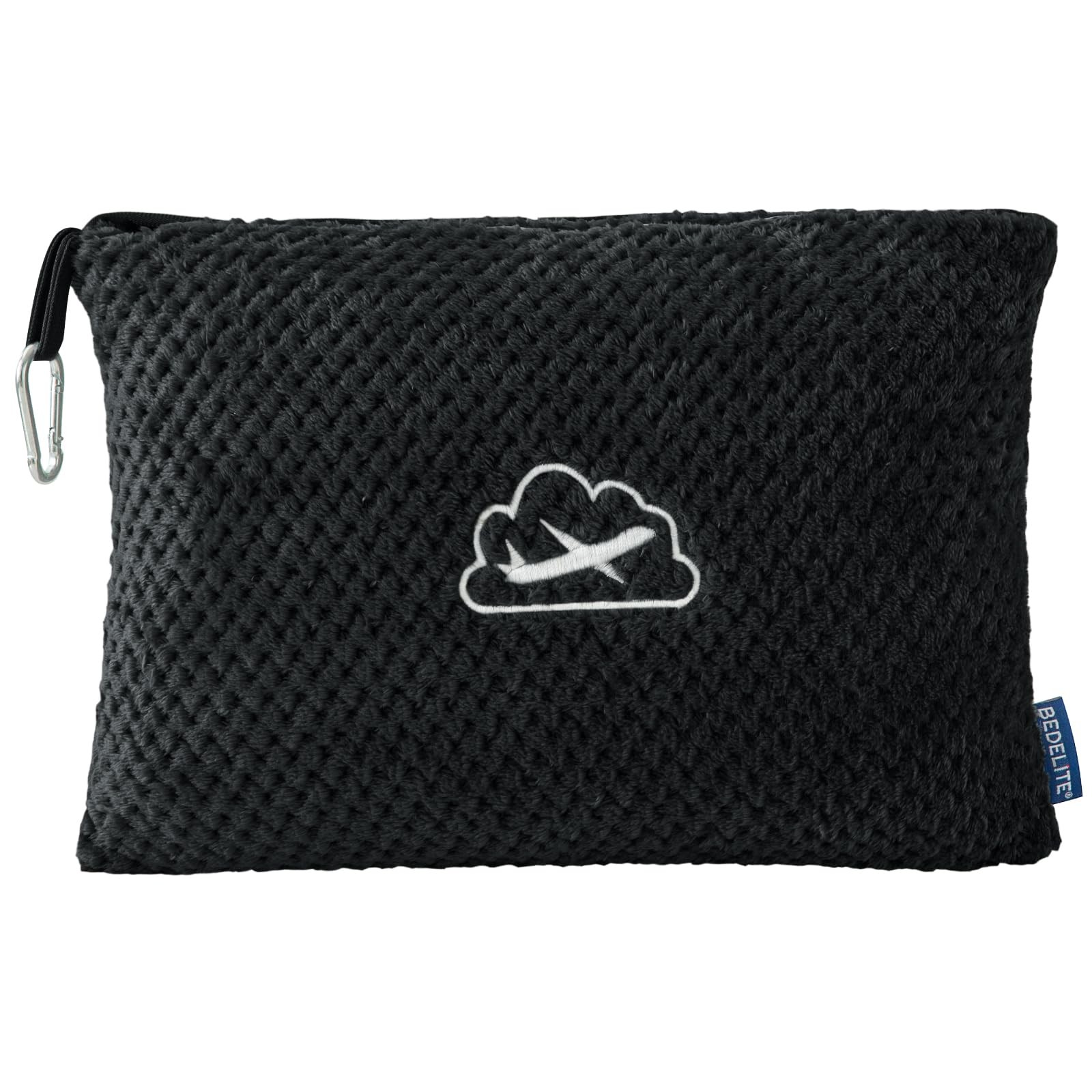 BEDELITE Travel Blanket with Bag, Ultra-Soft Jacquard Fleece 40″x65″, Black