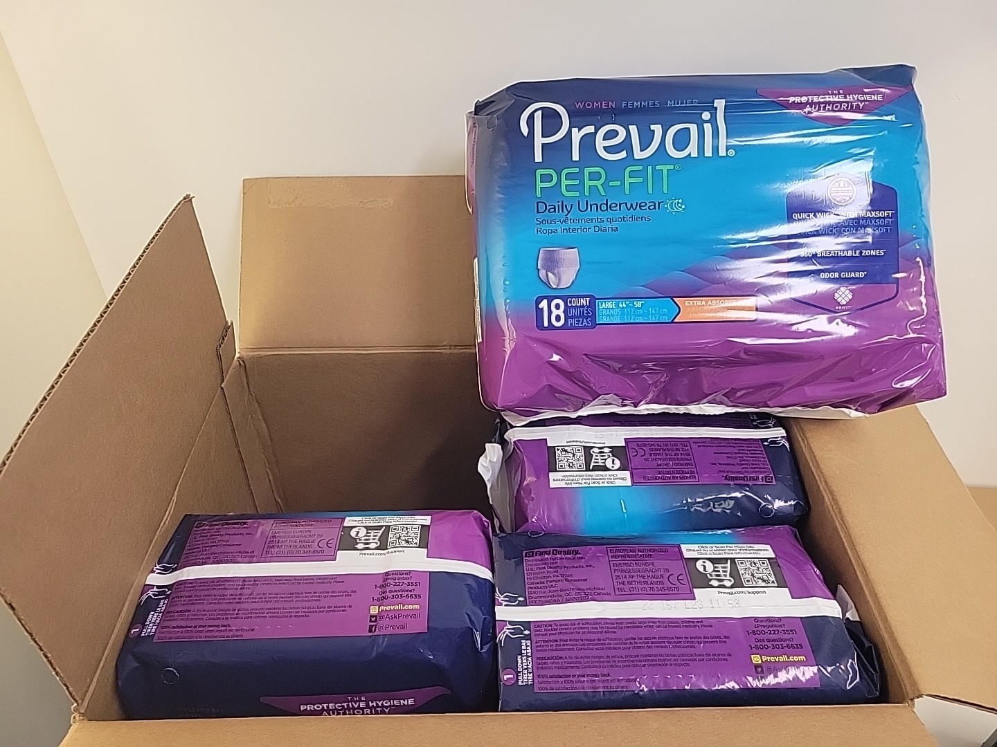 Case of 72 Prevail Disposable Underwear Female Large 44″-58″ PFW-513