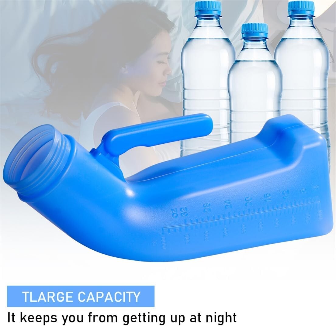 Urinal Bottle Male Urinals Portable Urine Bottle with Screw Lid 1200 ml Plastic