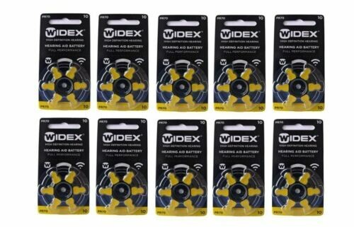 Widex hearing aid battery Size 10 (PR70) (10 X 6 =60 Batteries)