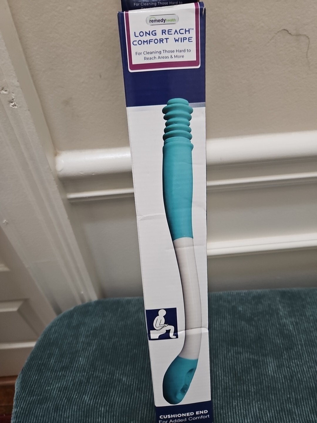 NIB Remedy Health Long Reach Cushioned End Comfort Wipe – White & Teal