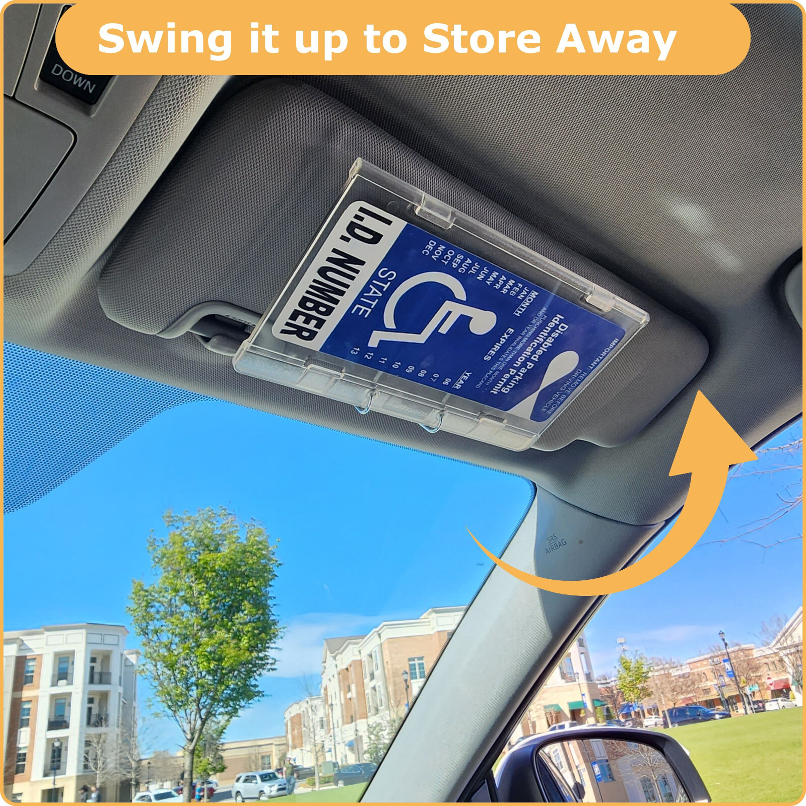 Visortag® Horizontal – Best Handicap Placard Holder & Protector- Easy ON & OFF