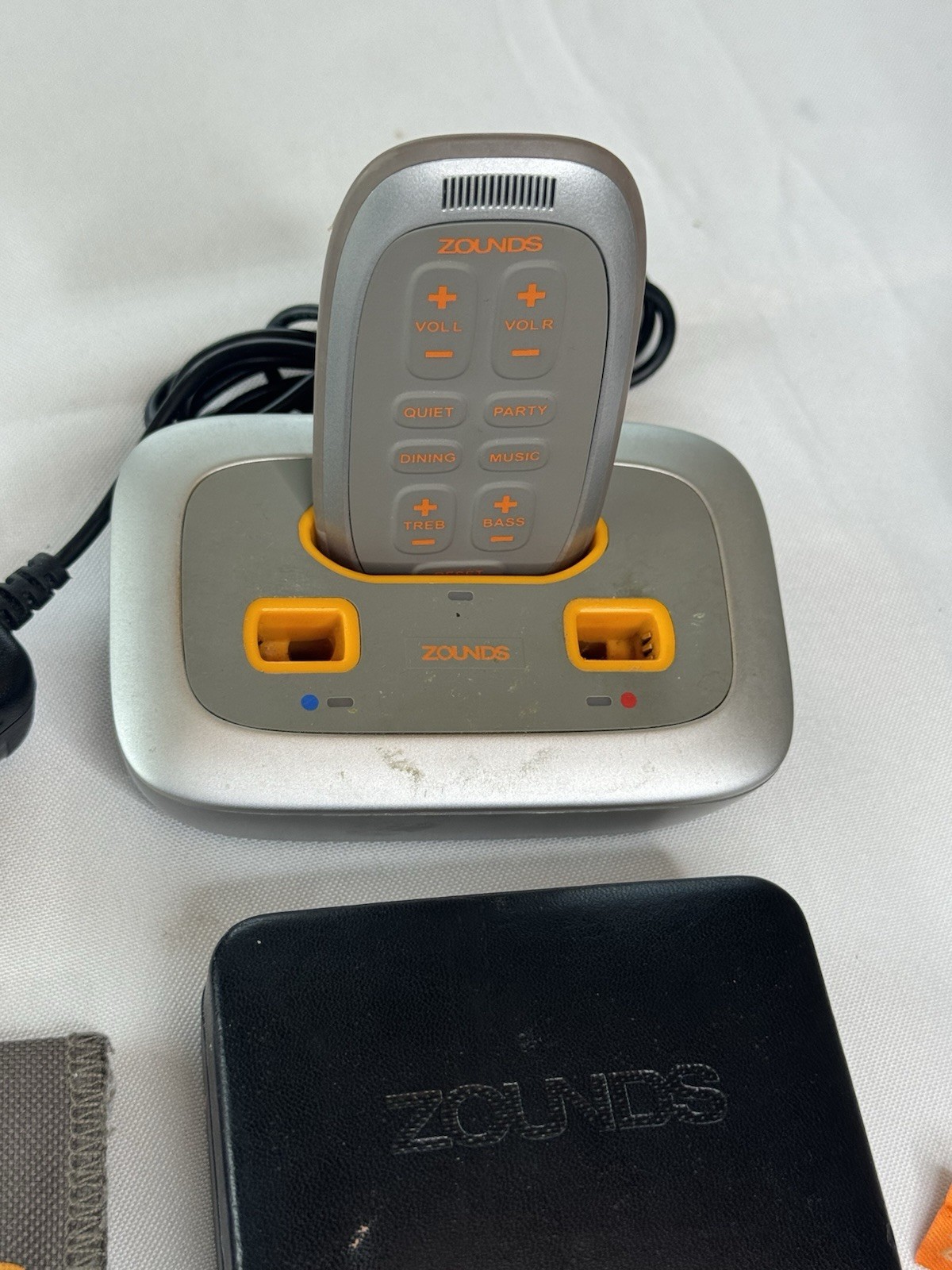 Hearing Aid Lot – 2 Pair BTE – 2 Pair ITE – Pouch, Case, Charging Bases, Remotes