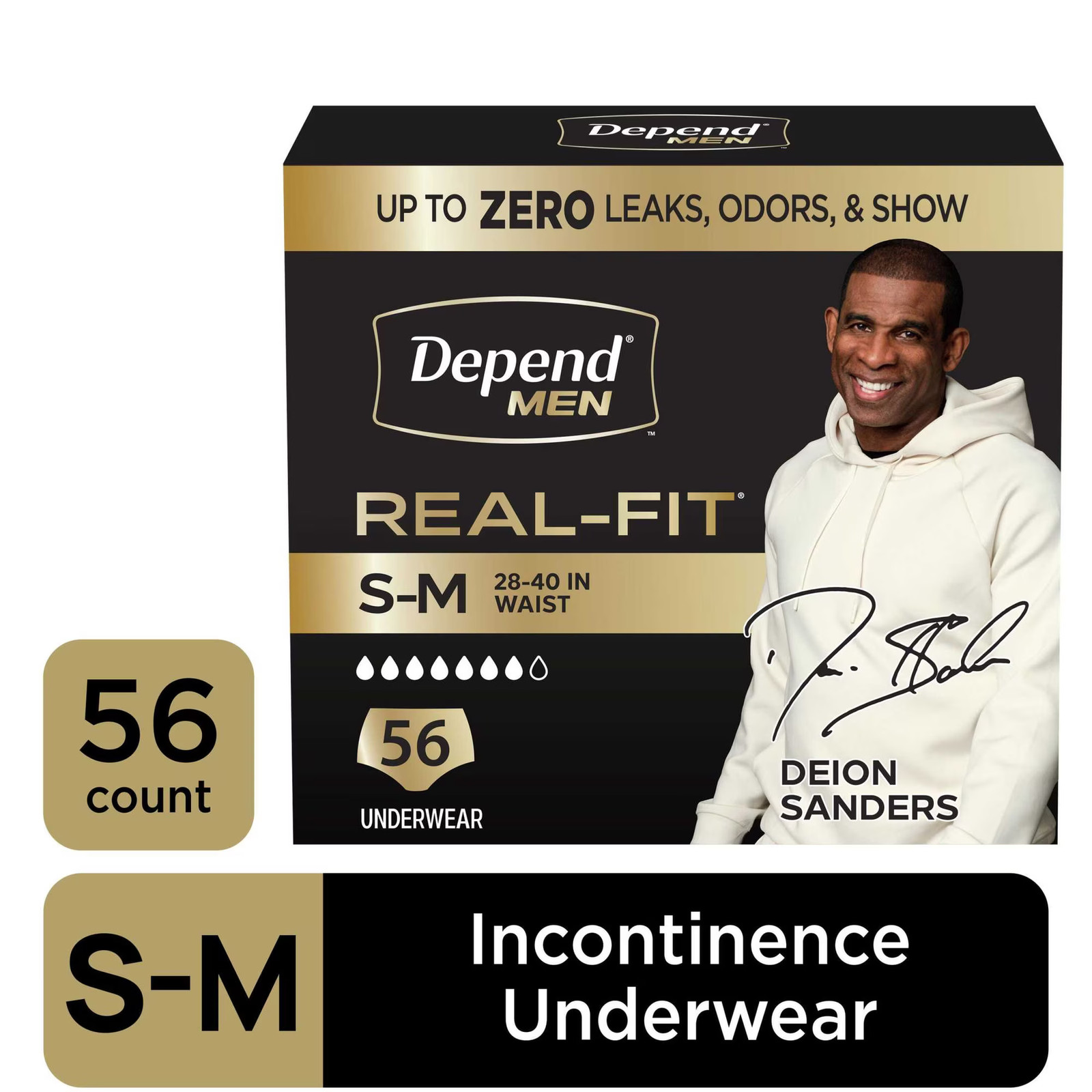 Depend Real Fit Incontinence Underwear for Men, Adult Diapers, S/M, Grey, 56 Cou