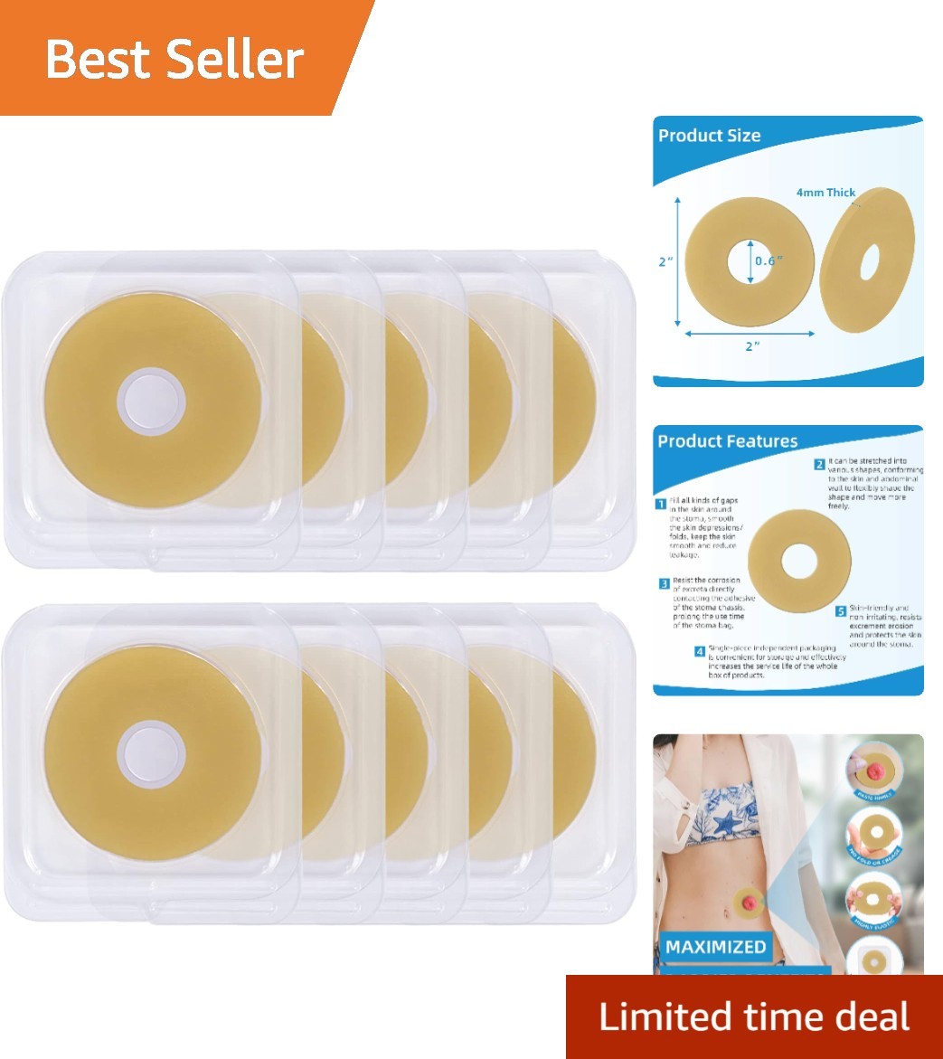 10PCS Moldable Ostomy Barrier Rings – Sting-Free, Skin-Friendly, Leak-Proof S…