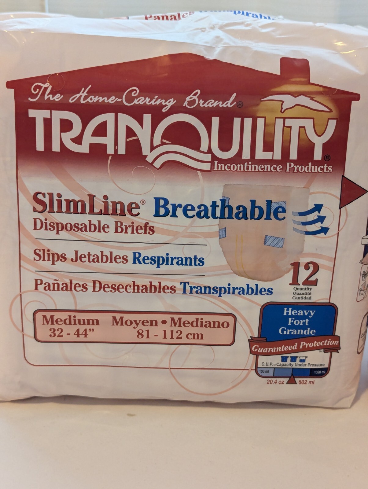 Tranquility Slimline Adult Brief Medium 32-44in Heavy Absorbency 24 count (2×12)