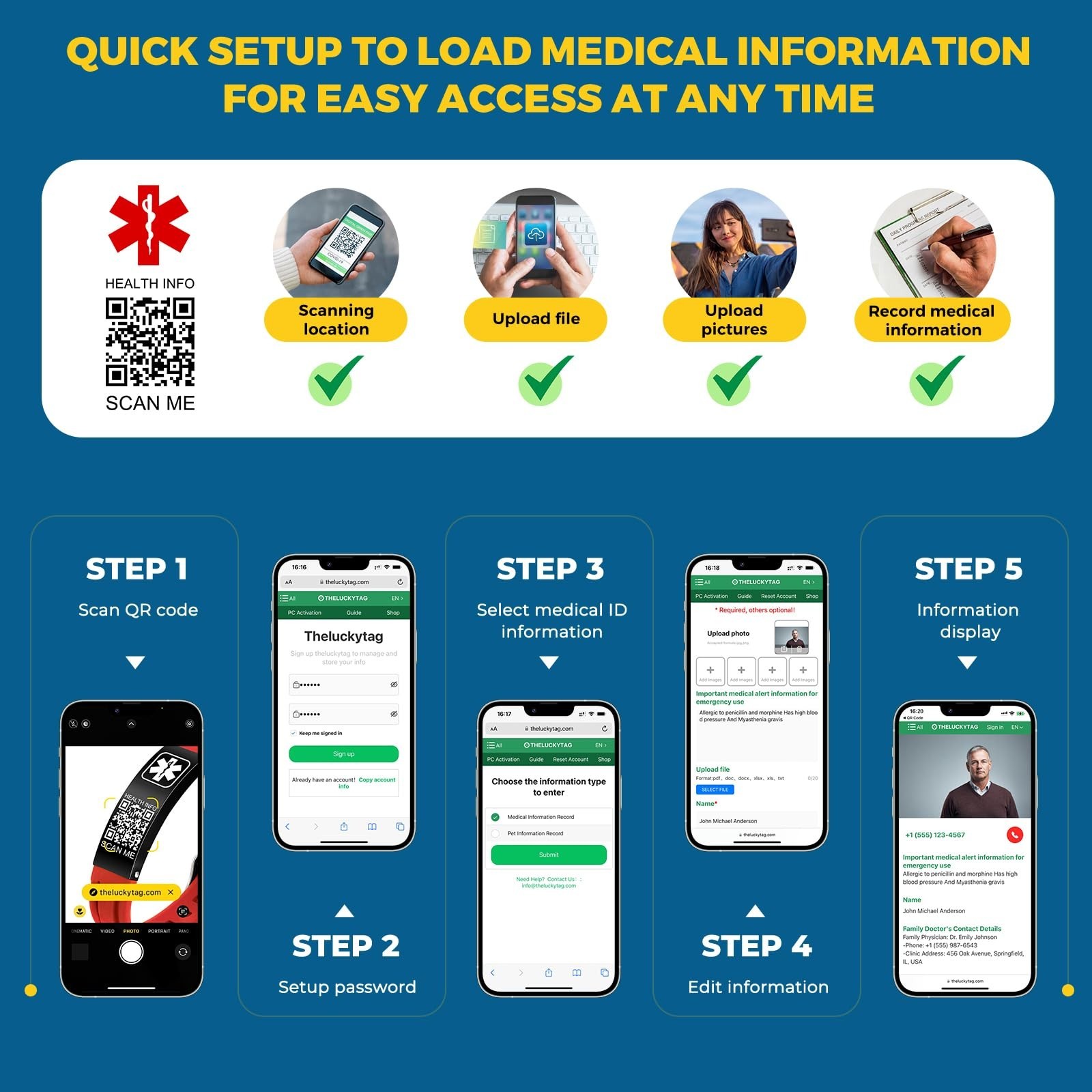 Custom QR Code Medical Alert Bracelets for Men & Women – Waterproof Silicone ID