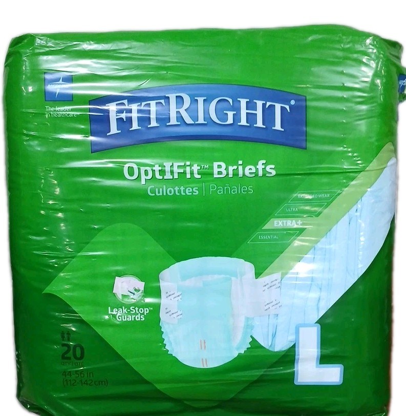 Medline FitRight OptIFit Large Disposable Briefs – 20 Count