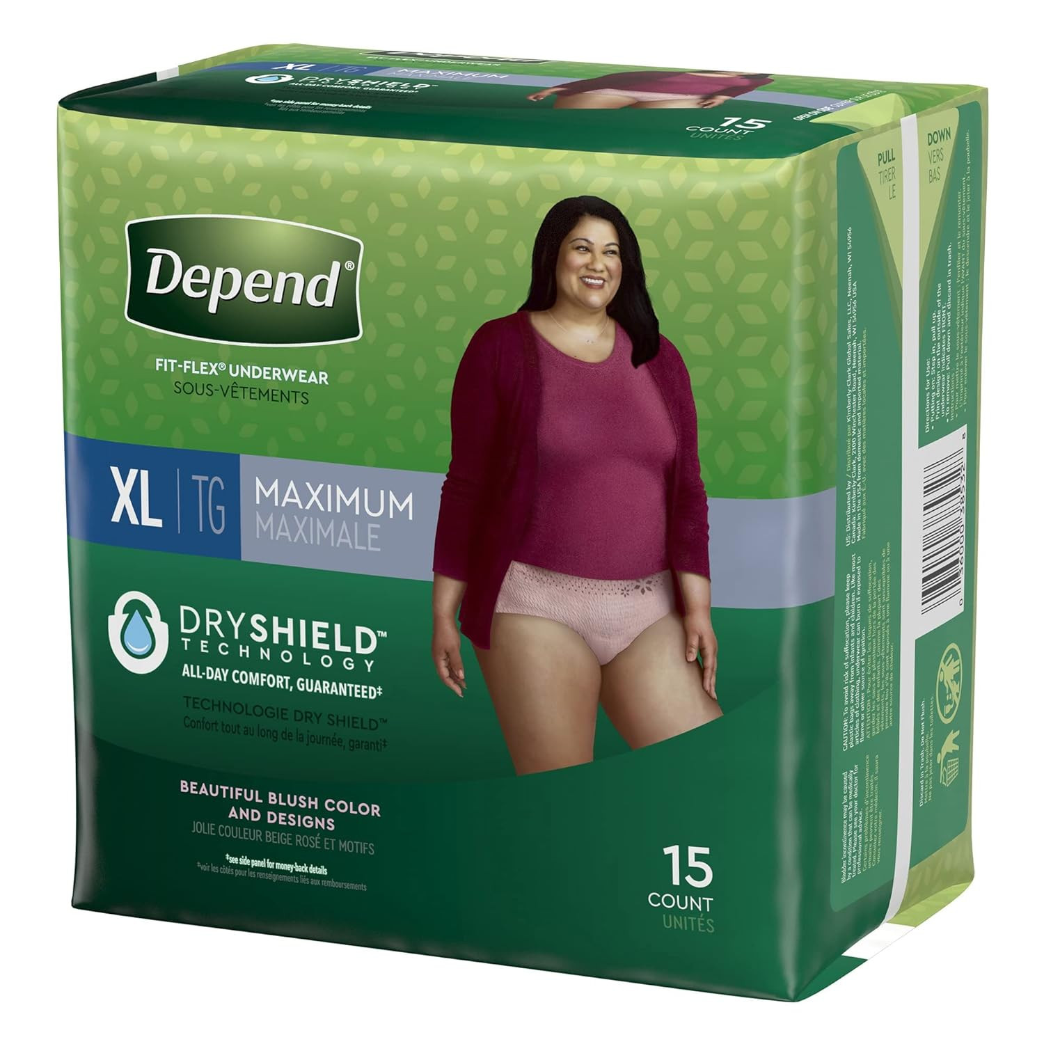 Depend FIT-FLEX women’s X-large underwear maximum incontinence protection 15 CT