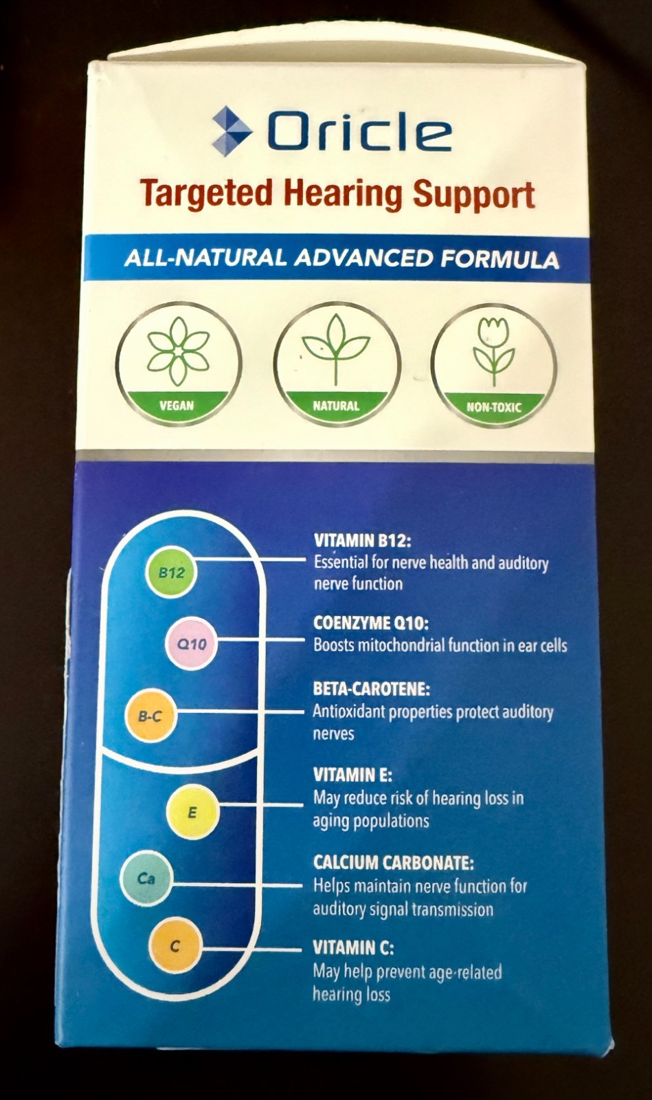 Oricle Hearing Support 60 Capsules – Ear Health Ginkgo Biloba CoQ10 Zinc Turmeri