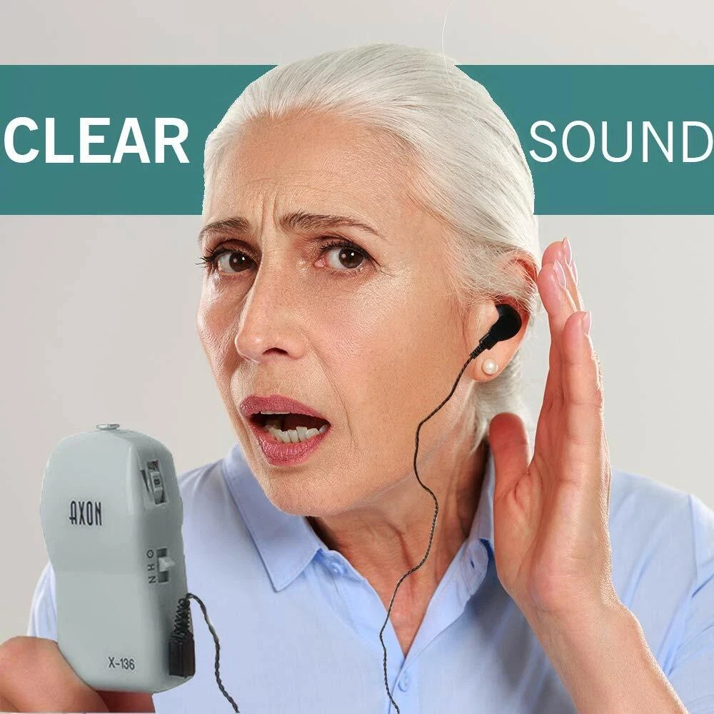 Axon X-136 Pocket Hearing Aid Personal Sound Amplifier Device for Elderly Adult