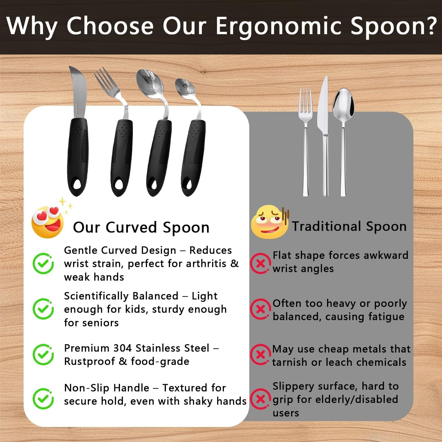 Weighted Adaptive Utensils, 4Pcs Adaptive Utensils for Hand Tremors and Parki…