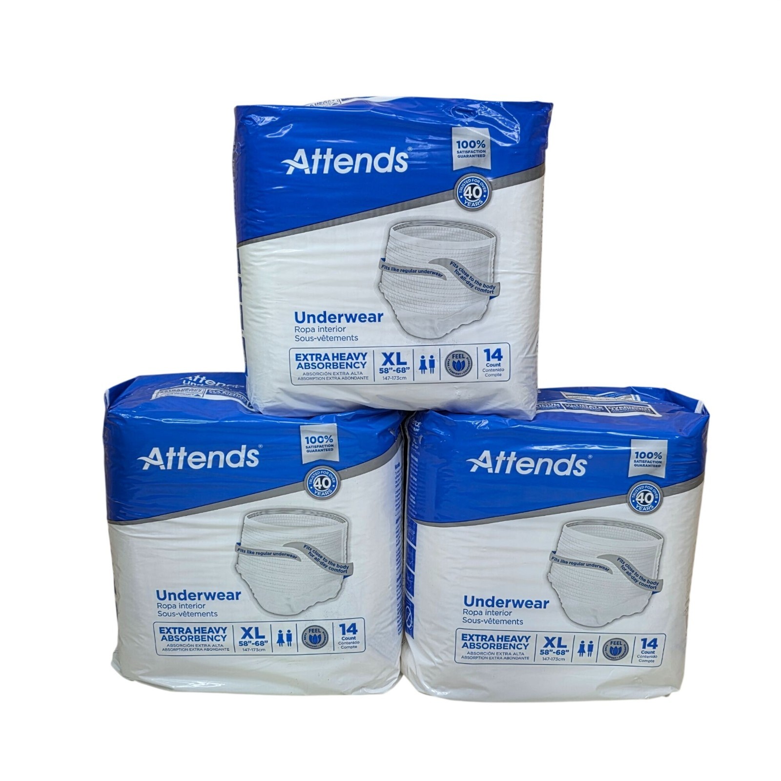 Attends Extra Heavy Absorbency Underwear Diapers XL 58″-68″ 42 Count Pull On