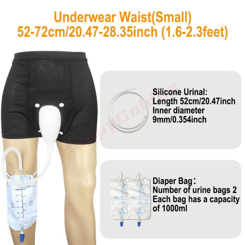 Male Wearable Incontinence Pants Urinal Leg Bag Urine Funnel Silicone Collector