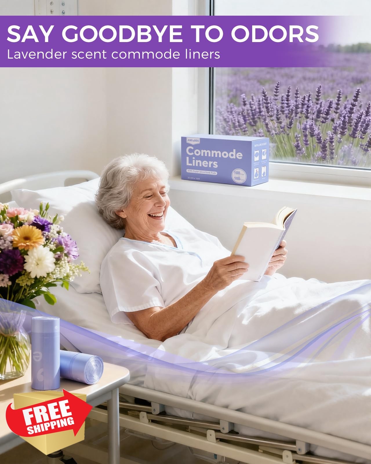 AWoHH Commode Liners 100 Bags Lavender