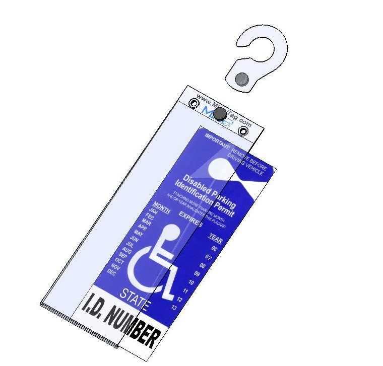 JL Safety Mirortag™ Plus- Hard Plastic Holder fits NC & NJ Handicap Tag size