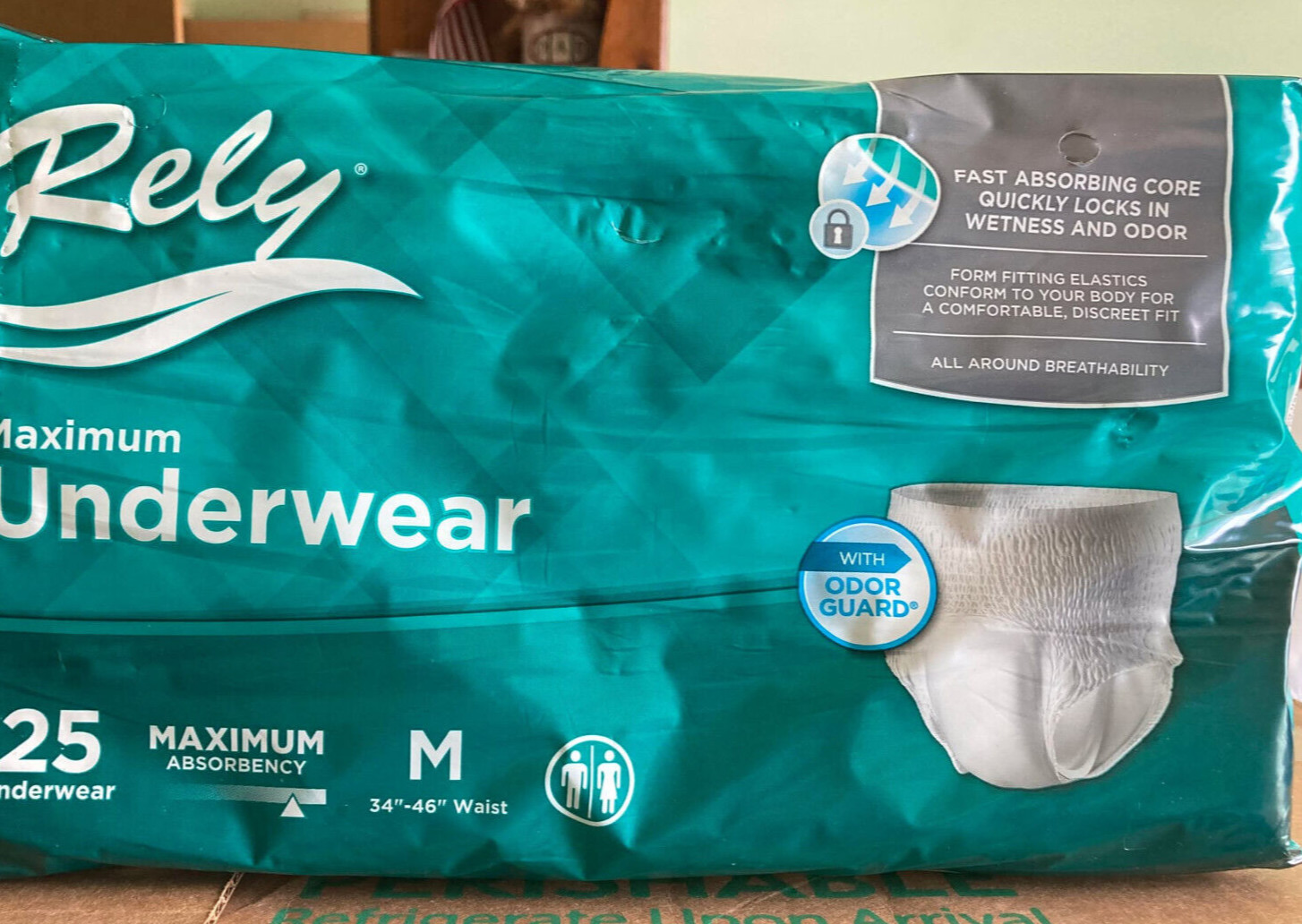 Rely 25 count Pack Maximum Adult Underwear Absorbency Medium Diapers